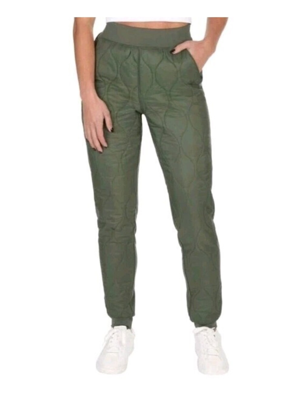 THE AMERICAN OUTDOORSMAN | Women's Olive Green Quilted Jogger Pants, Size L